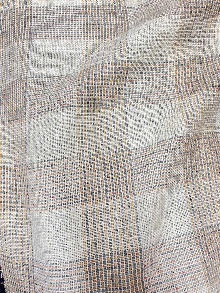 100% Real Wool Italian Flannel plaid (Basket Weave) Natural Colors