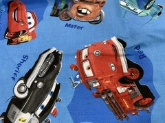 Disney Pixar CARS Movie Cotton Fabric Springs Global Blue Two Pieces 86” Total