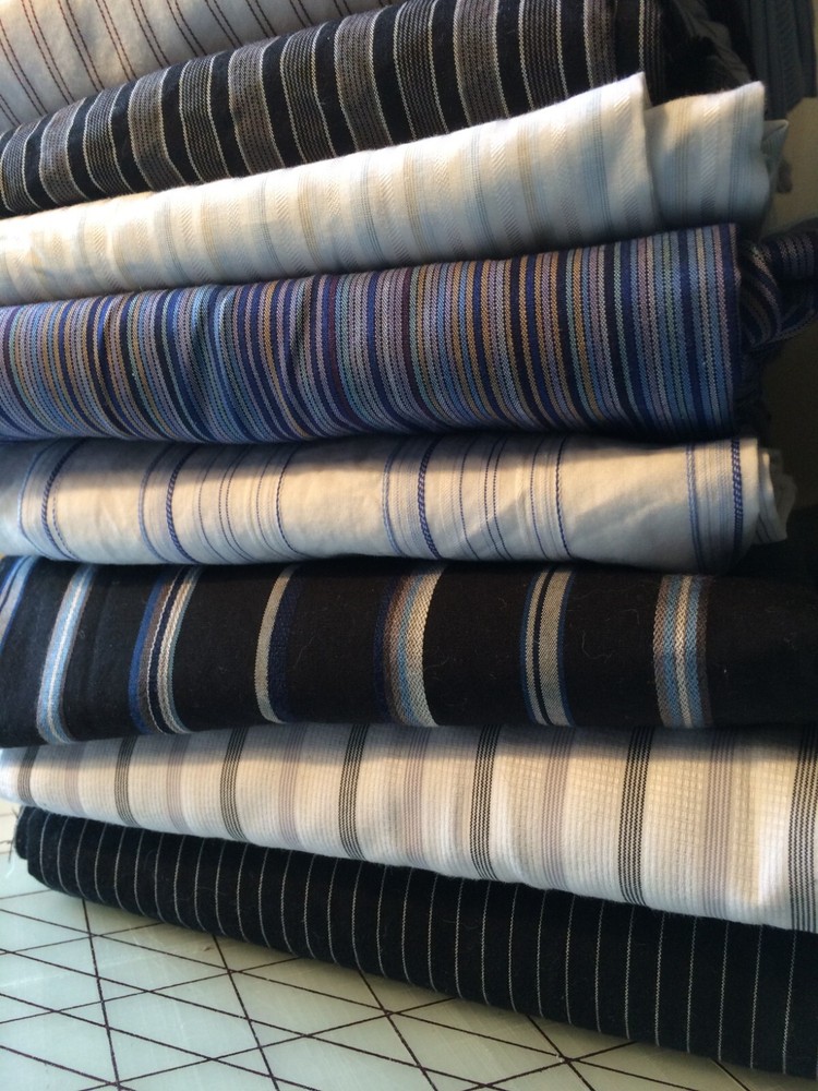 Big Scraps Dark & Light 12 Men’s stripes shirt back: 100% Cotton Fabric Quilting