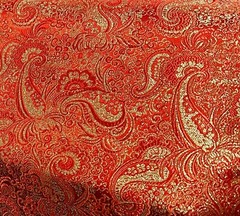 Red Gold Paisley Brocade Fabric 60” Width Sold By The Yard