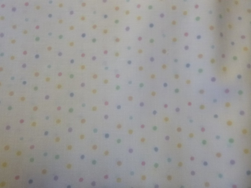 Multicolor Pastel Dots on White Cotton Fabric (44″ Wide x 36″ long)