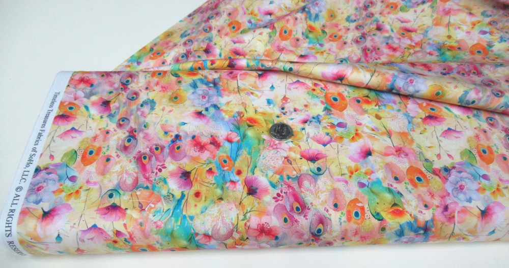 Timeless Treasures quilt-craft fabric MORNING FLORAL bright 10 yds (cd-3963)Bolt