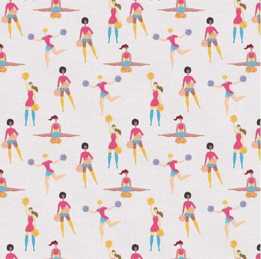 Cotton Super Sports White Cheer Sports Cotton Fabric Print by the Yard D662.71