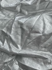 Silver Lame Fabric 3.4 Yard Lot French Fleur De Lis Movie Period Costume Wedding