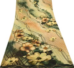 Sushila Vintage Branded Scrap Saree Georgette Silk Digital Printed Sari Fabric