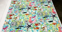 COVINGTON MERMAIDS BUBBLE GUM PINK SEALIFE 100% COTTON TWILL FABRIC BY YARD 54″W