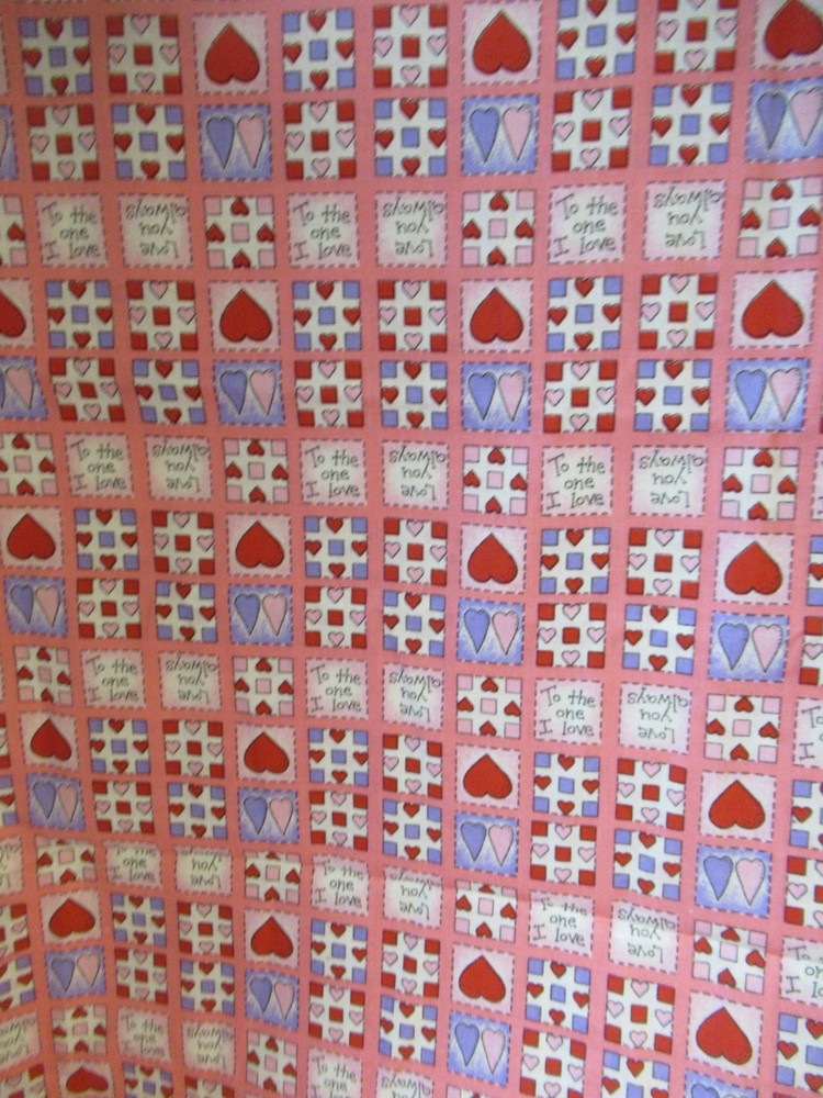 GENERAL FABRICS “LOVE FABRIC” VALENSTINES LOVE FABRIC VTG 70`S RARE 1YX44″