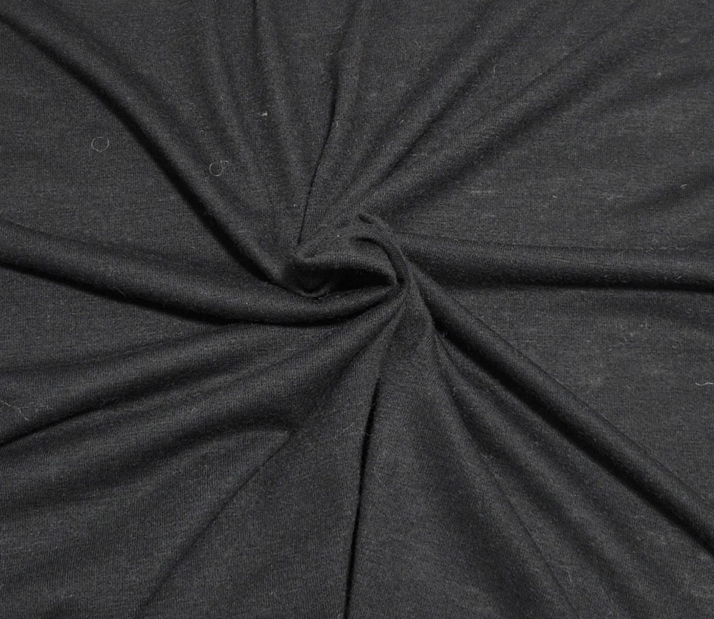 Wool Blend Jersey Knit Fabric by the Yard Black Soft with Drape 11/11