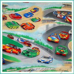 BonEful Fabric FQ Cotton Quilt Race Track Show Sport Car Boy Boutique Room Decor
