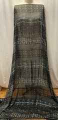 Poly Rayon Blend Chiffon Abstract Ikat Tribal Black Teal Fabric By The Yd 60″W