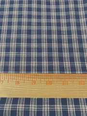 Cotton homepun fabric remnant /navy blue, beige check 1 yd 23″ x 25″