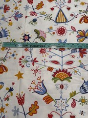 IKEA Alfhild Fagel Cotton Fabric Folk Art Bird Floral Rare 59×81” -2 Yards