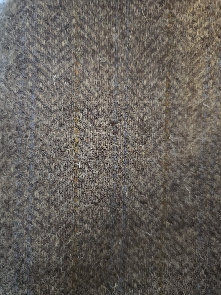 Vintage WOOL FABRIC Woven Brown Suiting Coat Herringbone 62″ W X 85″ L