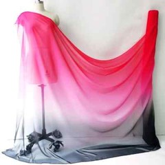 58” Wide By Yard Thin Ombre Chiffon Fabric Dancing Material Pink Black Gradient