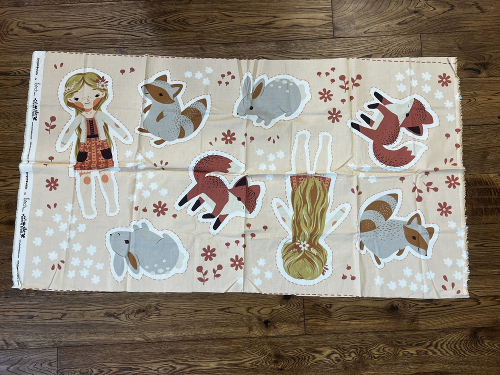 Teagan White Acorn Trail for Birch Fabrics – 1 panel / Organic Cotton