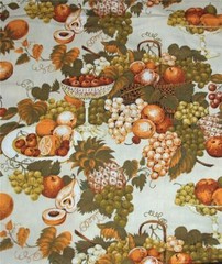 VTG House ‘N Home Fruit Apples Pears Grapes Cherries Decorator Fabric BTY 44″ W