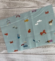 Cotton Fabric RSS Scraps Quilting Sewing Stamps 16 Pieces 🍓 🐈 🐟