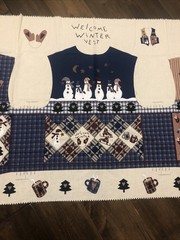 Welcome Winter Vest Fabric Panel By Cheryl Benner 35” X 60” New