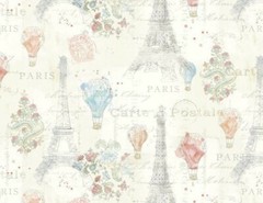 FAT QUARTER FABRIC EIFFEL TOWER LIGHT HEARTED IN PARIS FRANCE HOT AIR BALLOONS