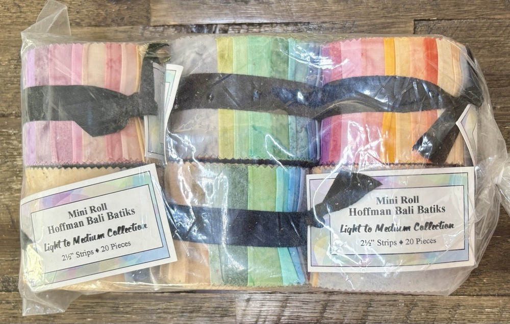 Lot of 6 Hoffman Bali Batiks Mini Rolls – Light to Medium – 120 Strips