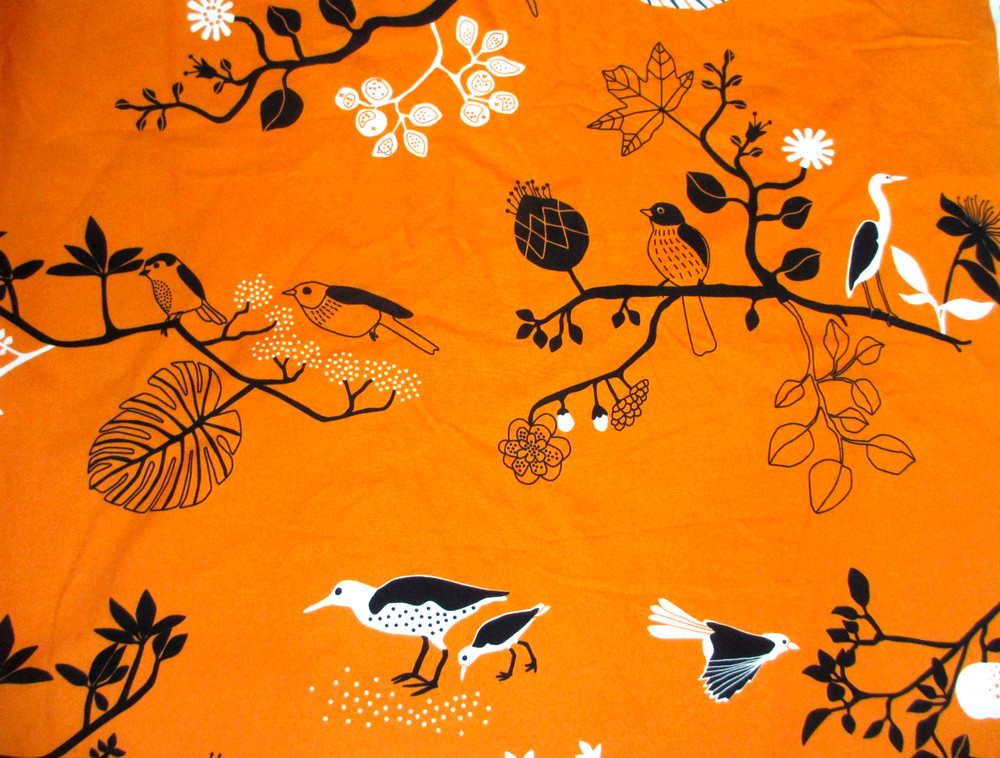 IKEA Fabric Designed by Sissi Edholm & Lisa Ullenius Orange Birds 1.5 Yards