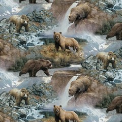 Cotton Bear Print Fabric 1 Yard Precut for Sewing and Crafts Multicolor