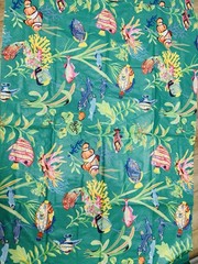 Vtg P Kaufmann Boblyn Austin Tropical Fish Fabric 2 Cut Remnants Ea. 37″x54