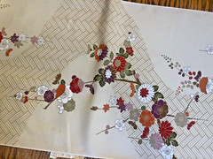 Vintage Japanese Kimono Silk Fabric Bolt 40+ft Floral Onward 100% Silk 14″ NOS