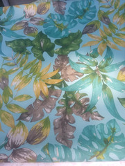 Bryant Industries Outdoor Upholstery Fabric~Blue Lagoon Leaf Print~3+ Yards