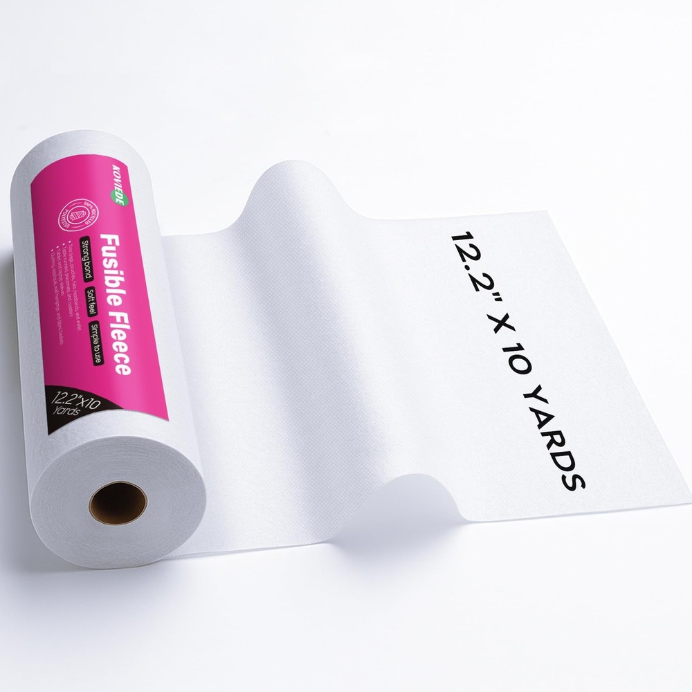 KOVIEDE Fusible Fleece Interfacing, 12.2″ x 10 Medium-Light – 1MM, White