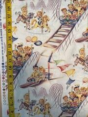 Vintage Roller Coaster by Michael Miller Cream Cotton Fabric by the HALF YARD