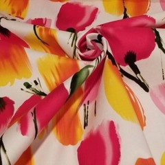 Spring is Sprung! Beautiful Watercolor Tulips Print on Cotton Stretch Shirting!