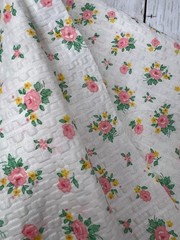 Fabric Seersucker Floral Pink Cotton Blend 1 Yards 44″ Wide Washed Vintage