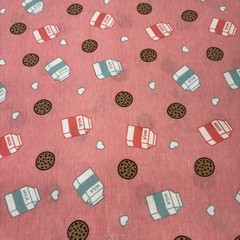 2 Yards Joann Fabric Pop Cotton Jersey Stretch Fabric Pink Milk and Cookies