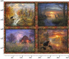 35″ Fabric Panel | 3 Wishes Whitetail Country Deer Bear Wildlife Blocks