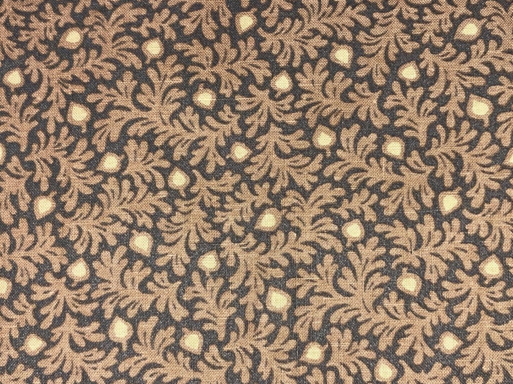 By 1/2 Yd Brown Floral Twisting Leaves Tone on Tone Cotton Quilt Fabric BTHY