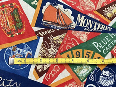 ROUTE 66 Travel SOUVENIR Pennants CARS Road Signs COTTON FABRIC Lot 4 pieces