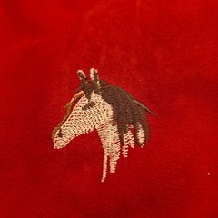Microfiber Fabric Embroidered Horse Head Pattern Equestrian Themed 2 1/3 Yards