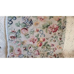 Vintage Floral Fruit Screen Printed Fabric Linen Look 152×55 Scotchgard ESD
