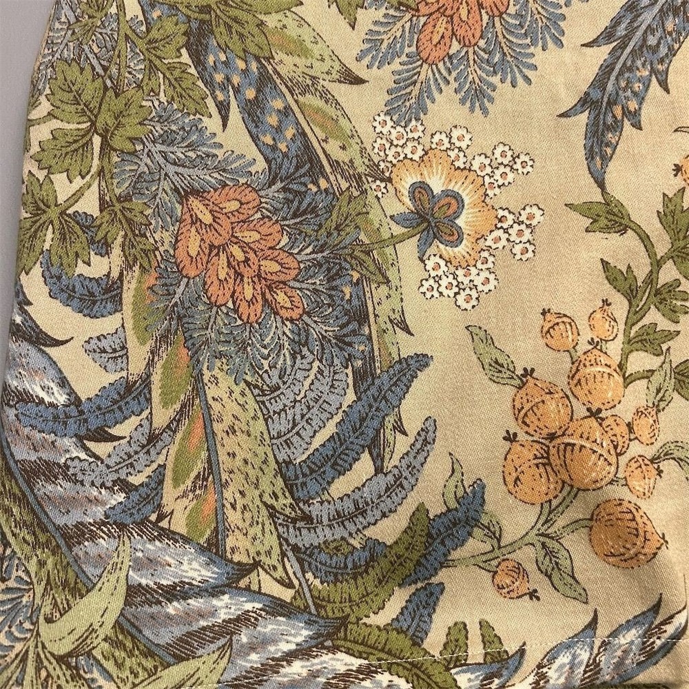 House N Home Fabrics Vintage Fabric Panel 50×50 Beige Botanical 1978 Floral Fern