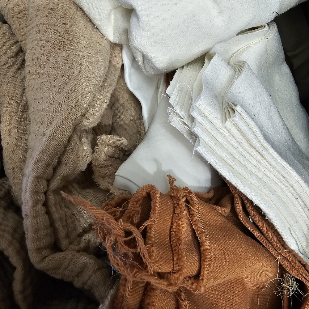 CLOSEOUT EXOTIC FABRIC SCRAPS PER 5 LBS BULK: SHADES OF WHITE AND NEUTRAL ONLY