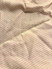 100% Flax Linen Fabric Yarn Dyed Dobby Red Stripe Off White Ground 58″ Wide