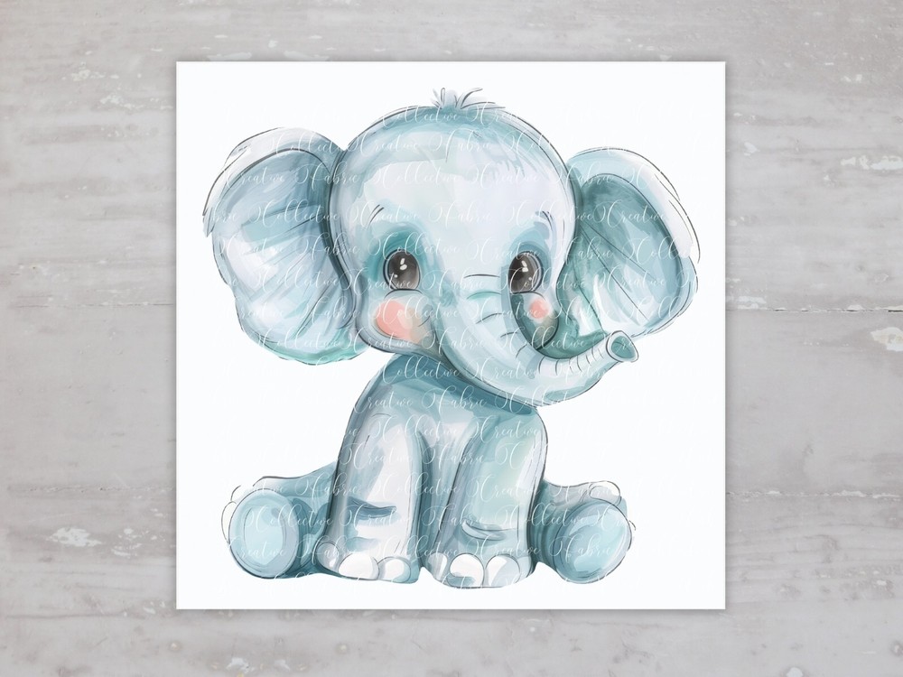 Neutral Nursery Baby Elephant Quilt Fabric Panel Sewing Quilting Block A112