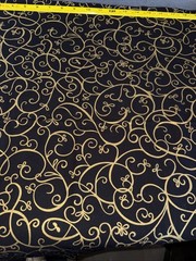 Basics Fabric | Luminous Metallic Gold swirls Black | Timeless Treasures 1/2 yd