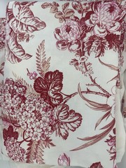 Raoul Textiles Agatha Linen Fabric 4 yd x 60” Burgundy Floral Toile Print 2013