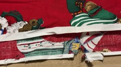 Cranston Print Works Co BEARY MERRY Christmas Fabric 3.25 Yards Vintage RARE