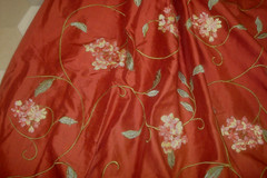 1 of 16 yds Designer Fabric Faux SILK Embroidered Floral Brick Drapery 54″ w BTY