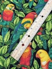Cranston Print Works Parrots Jungle 100% Cotton Fabric Vintage Colorful 2 Ydsx44