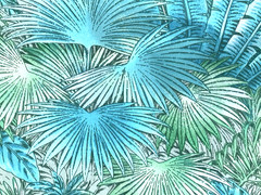 Tommy Bahama Leaf Tropical Print Fabric Green Blue Tan Palm Leaf by the YARD