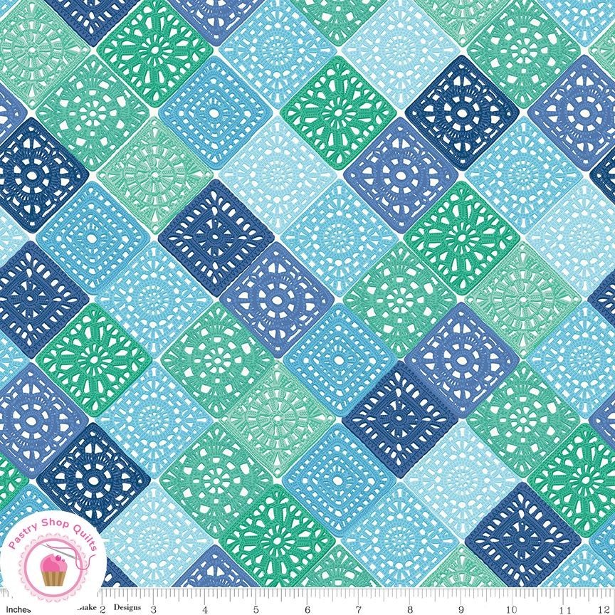 Riley Blake HAND MADE 16591B Blue CHEATER PRINT Quilt Fabric